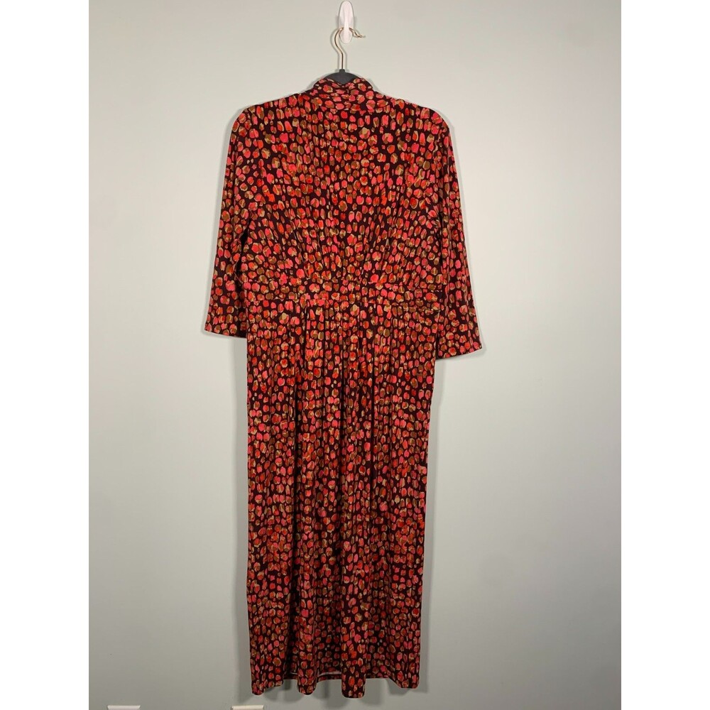 NWT Chico's Knit Pleated Maxi Dress Size 2 US 12 Deep Raisin Pink Animal Print - Picture 6 of 7